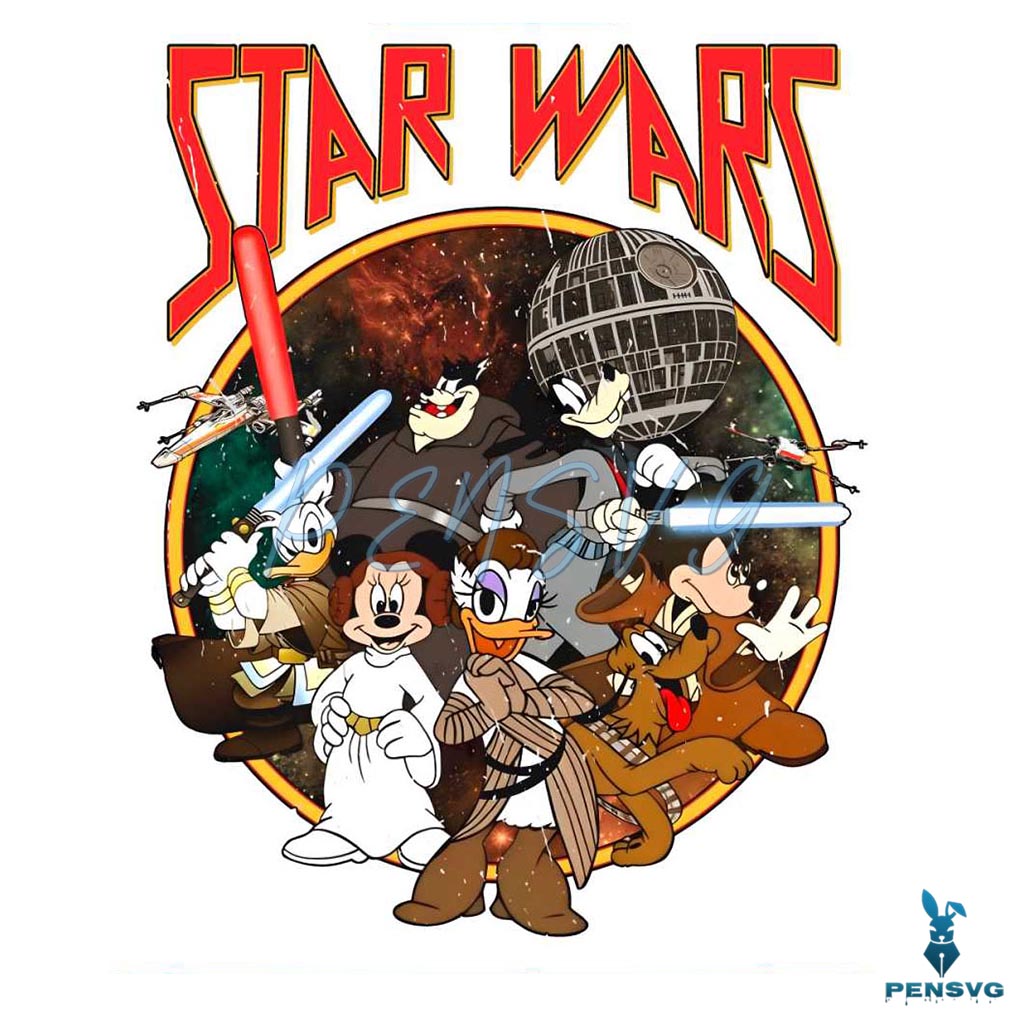 Retro Mickey And Friends Star Wars Day PNG