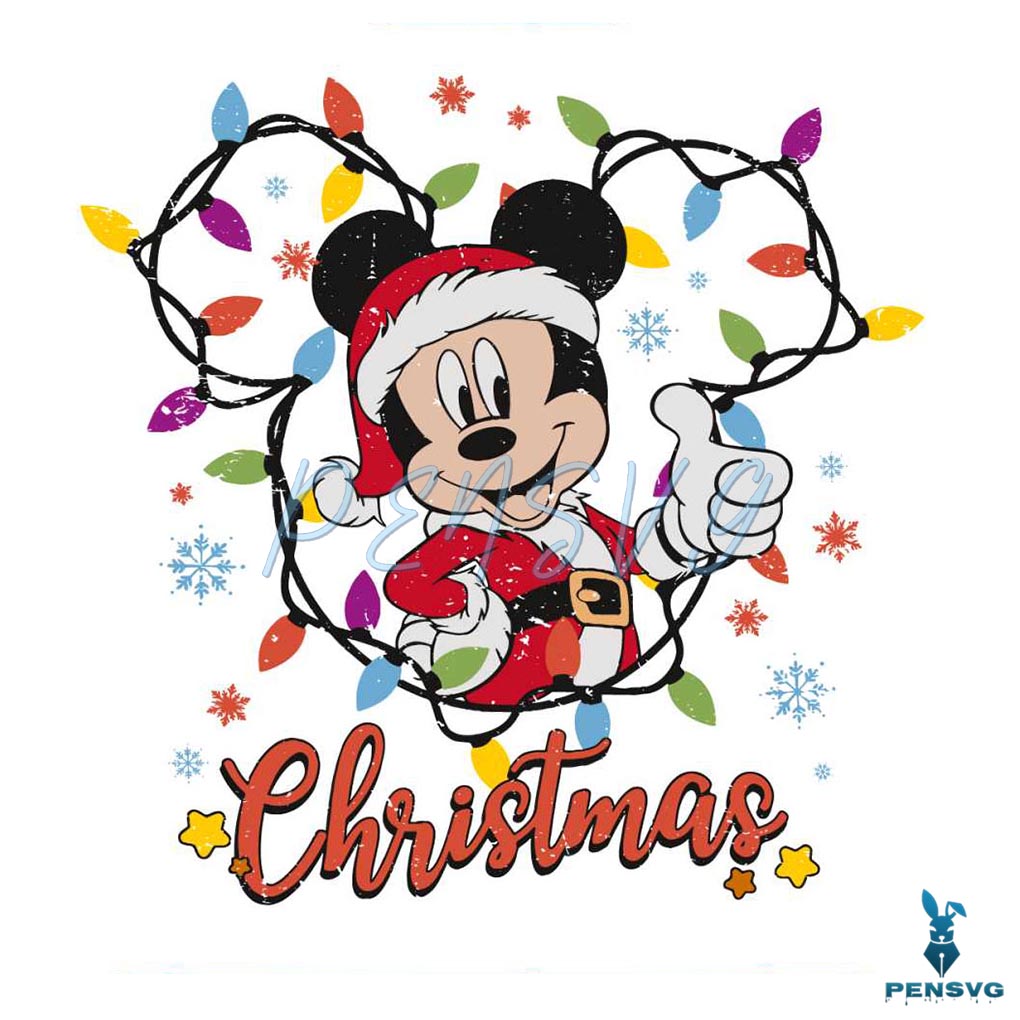 Retro Mickey Christmas Lights SVG Cutting Digital File
