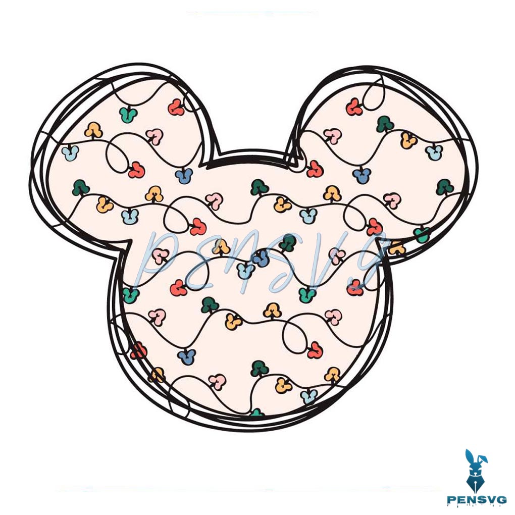 Retro Mickey Christmas Lights SVG