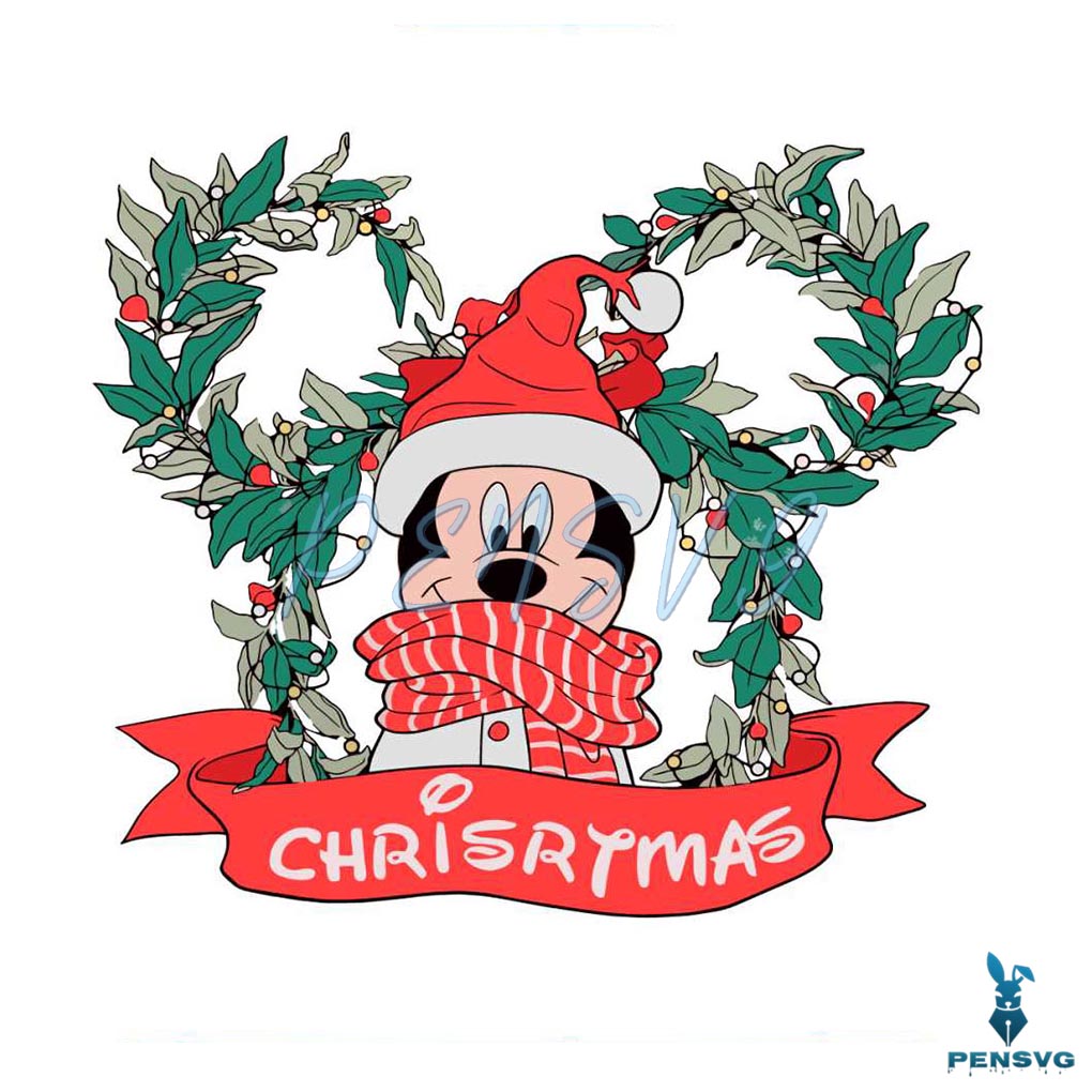 Retro Mickey Christmas Wreath SVG Cutting Digital File