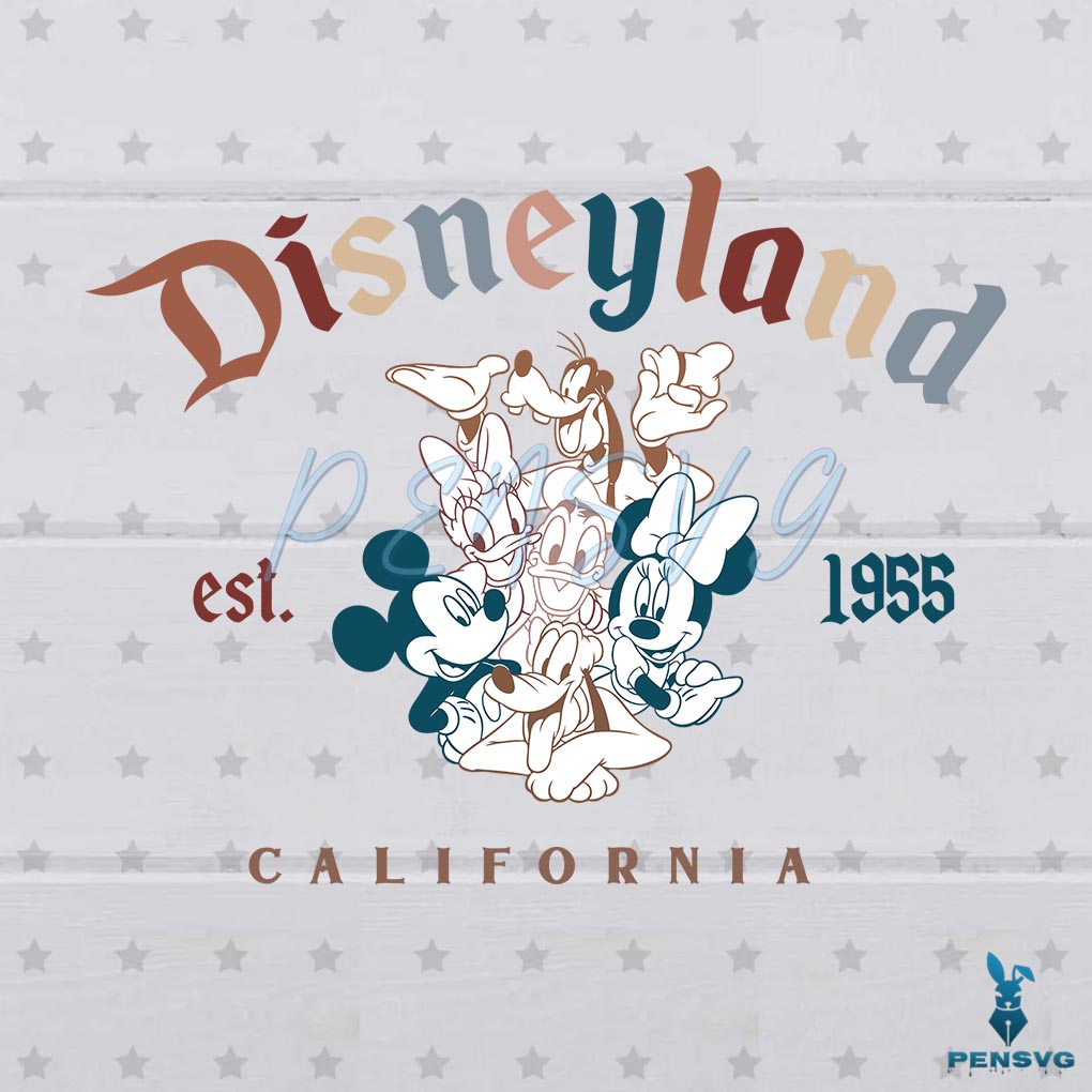 Retro Mickey Friends Disneyland Est 1955 SVG Digital File
