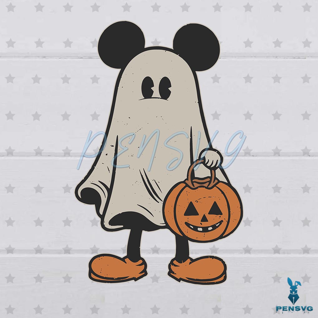 Retro Mickey Ghost Disney Halloween Svg Design File
