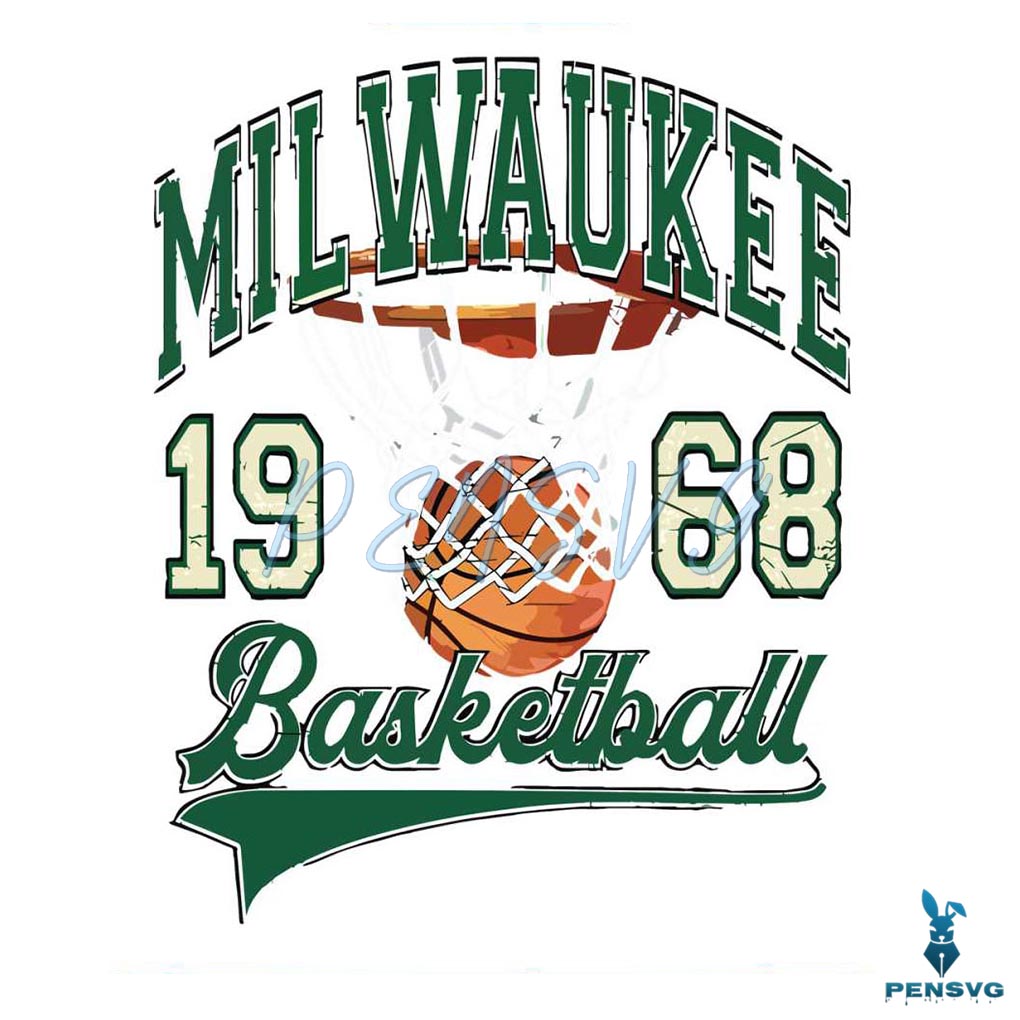 Retro Milwaukee Basketball 1968 NBA PNG