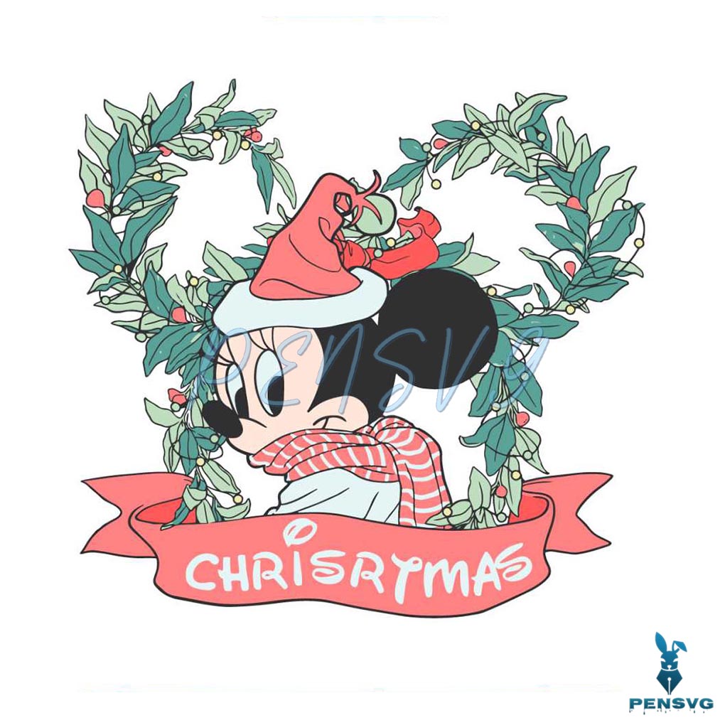 Retro Minnie Christmas Wreath SVG Cutting Digital File