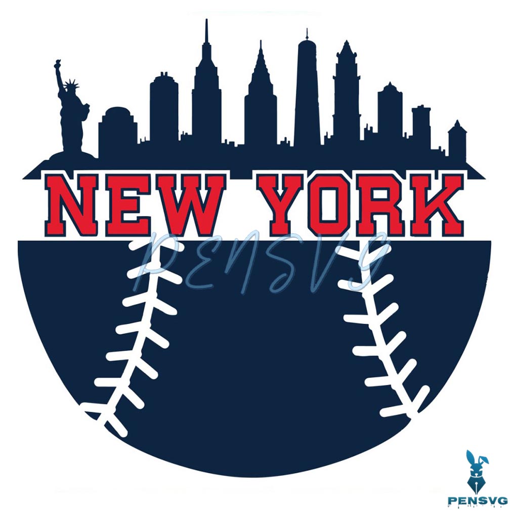 Retro New York Baseball Skyline SVG