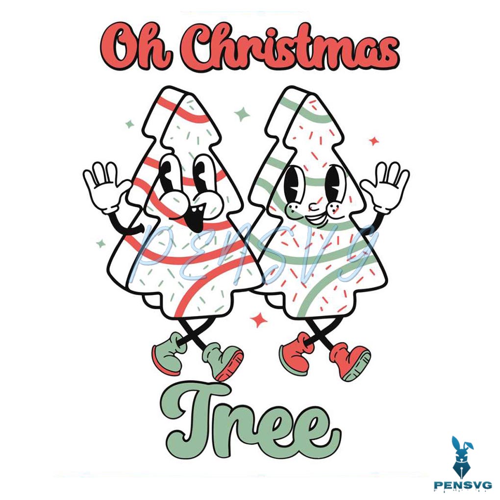 Retro Oh Christmas Tree Cake SVG Graphic Design File