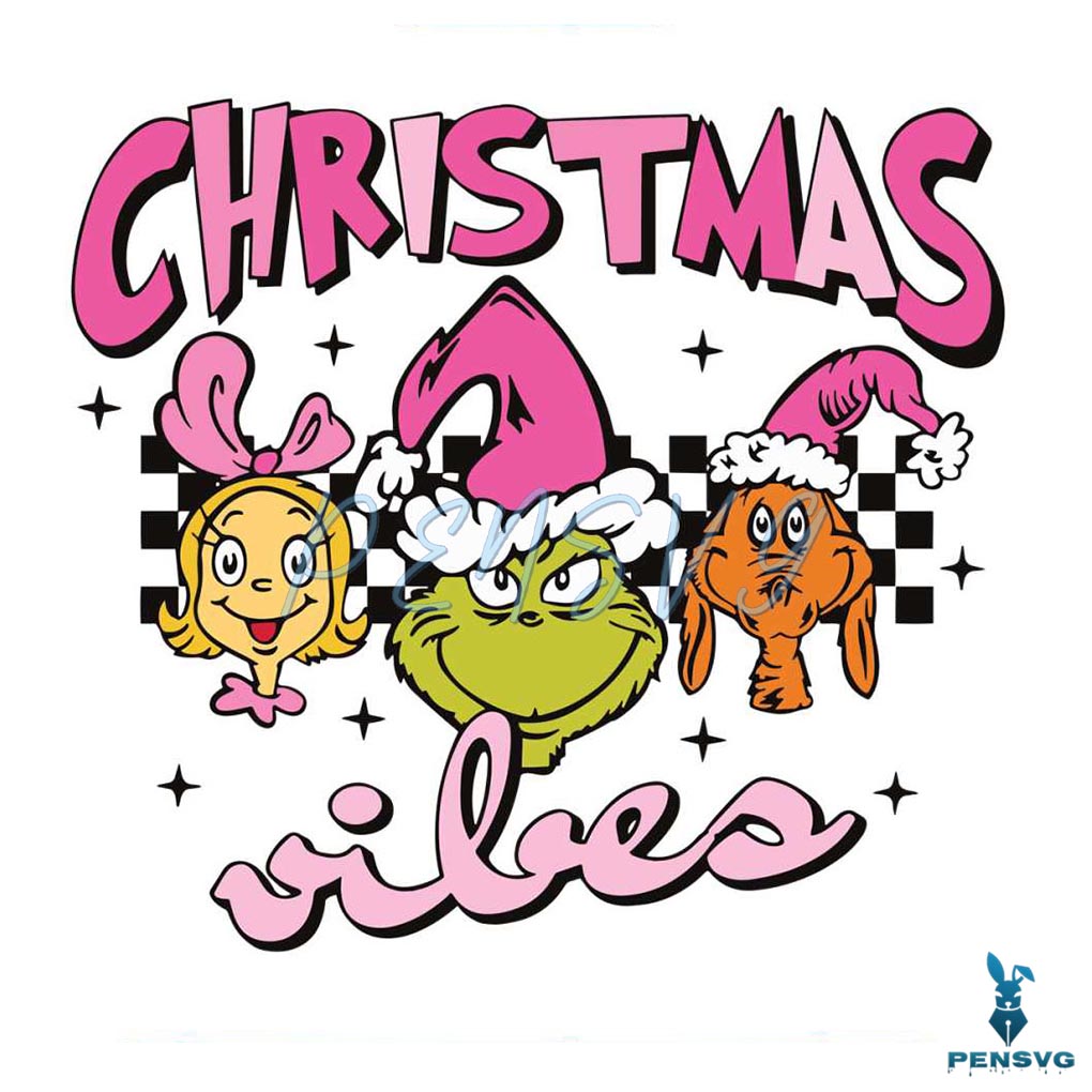 Retro Pink Grinch Friends Christmas Vibes SVG For Cricut Files