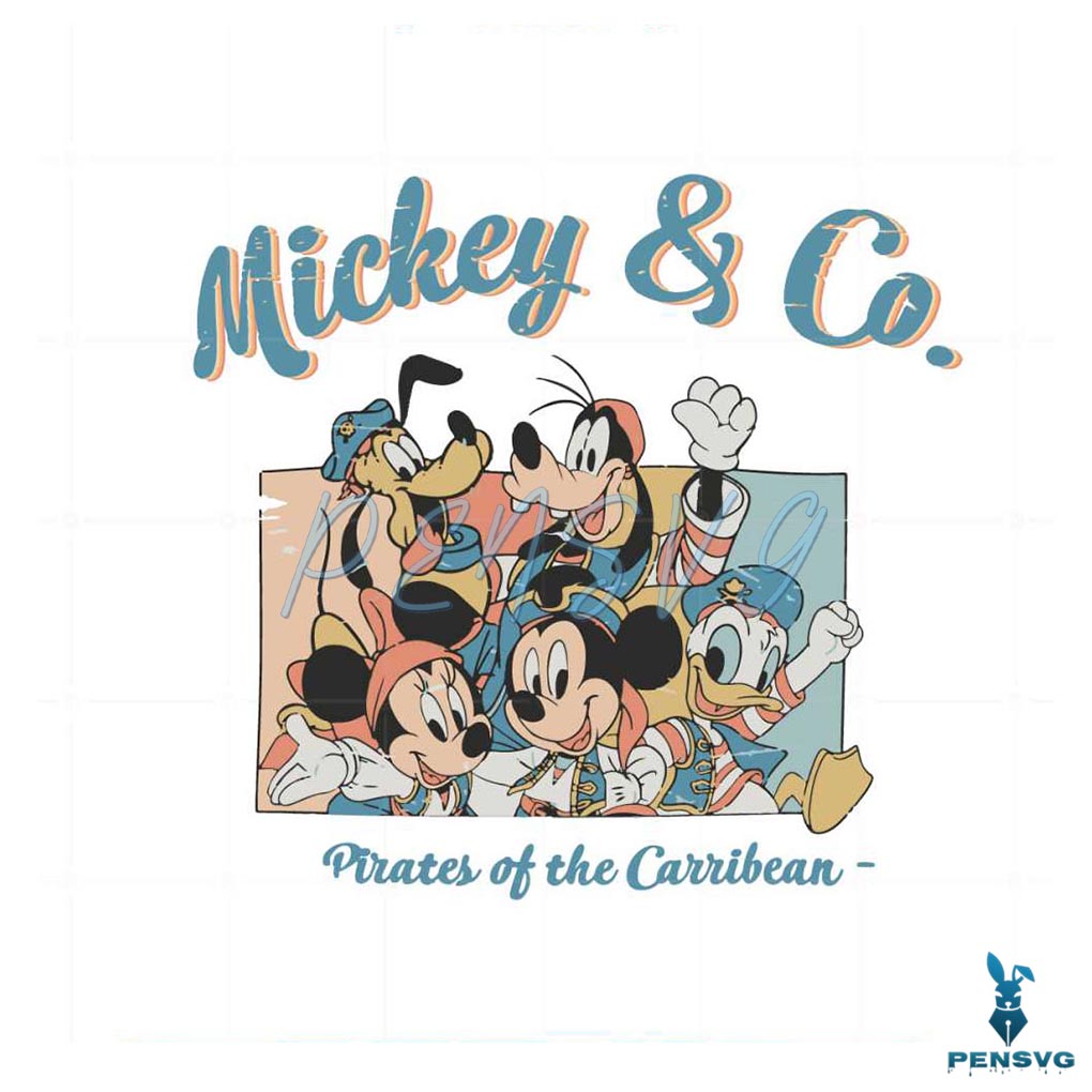 Retro Pirated Of The Caribbean Mickey And Friends Svg Cutting Files