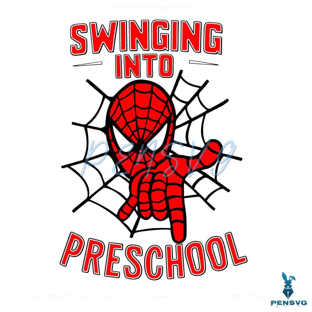 Retro Spiderman Swinging Into Preschool SVG