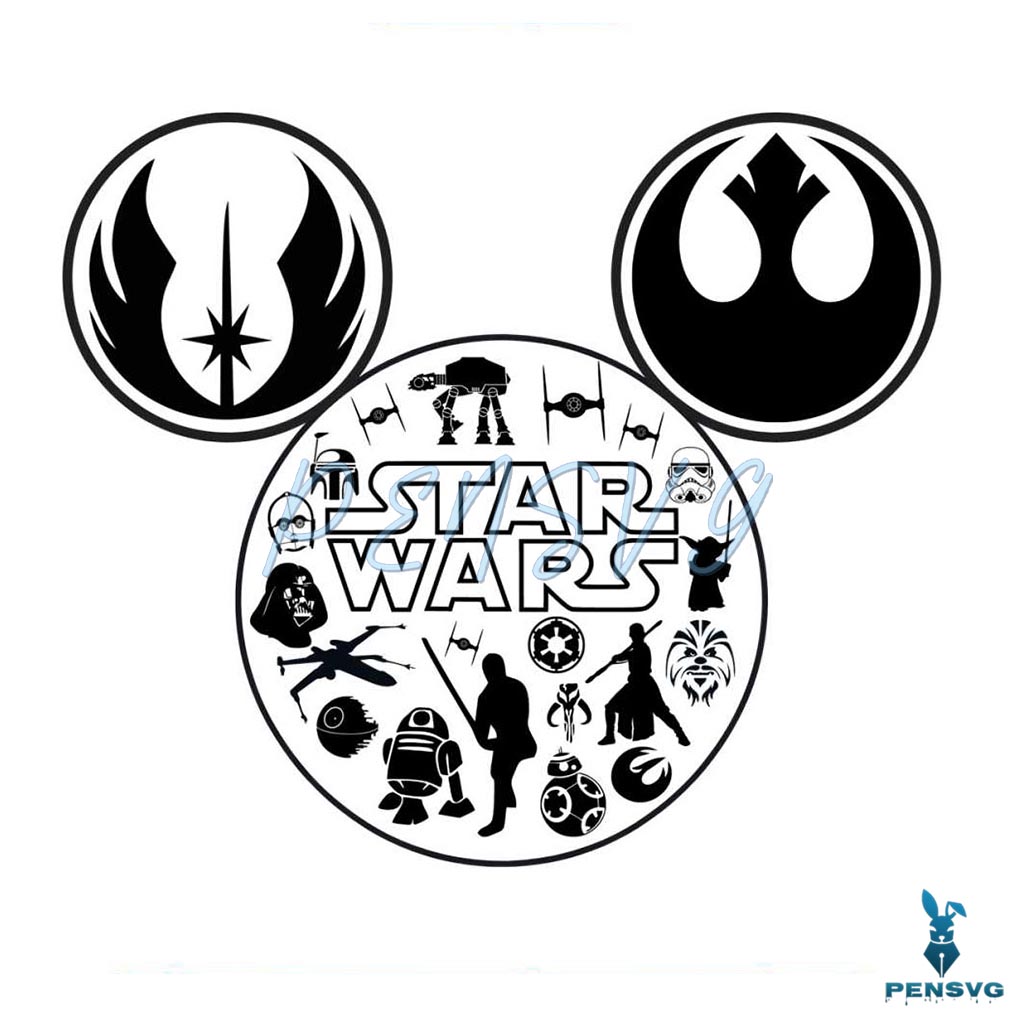 Retro Star Wars Mickey Mouse Head PNG