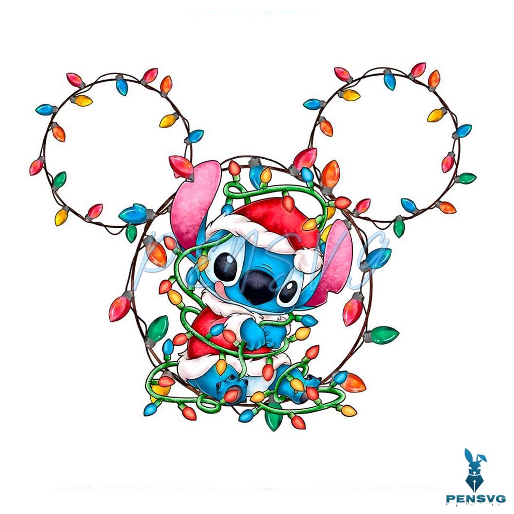 Retro Stitch Christmas Lights PNG