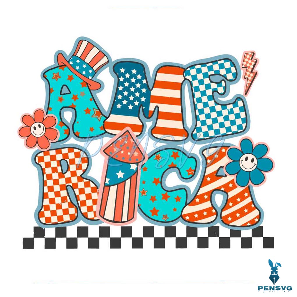 Retro Style America 4th Of July SVG Graphic Design Files