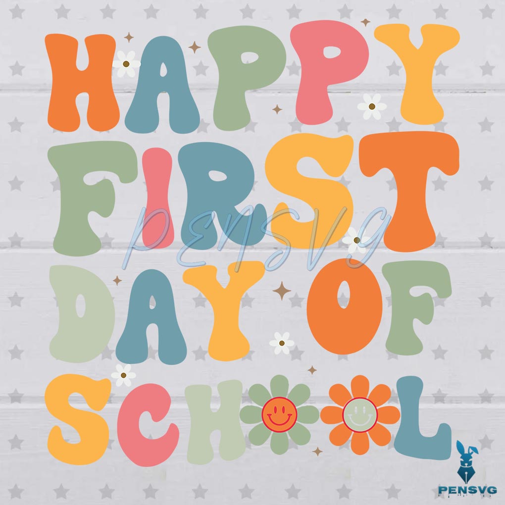 Retro Teacher Happy First Day Of School SVG Cutting File