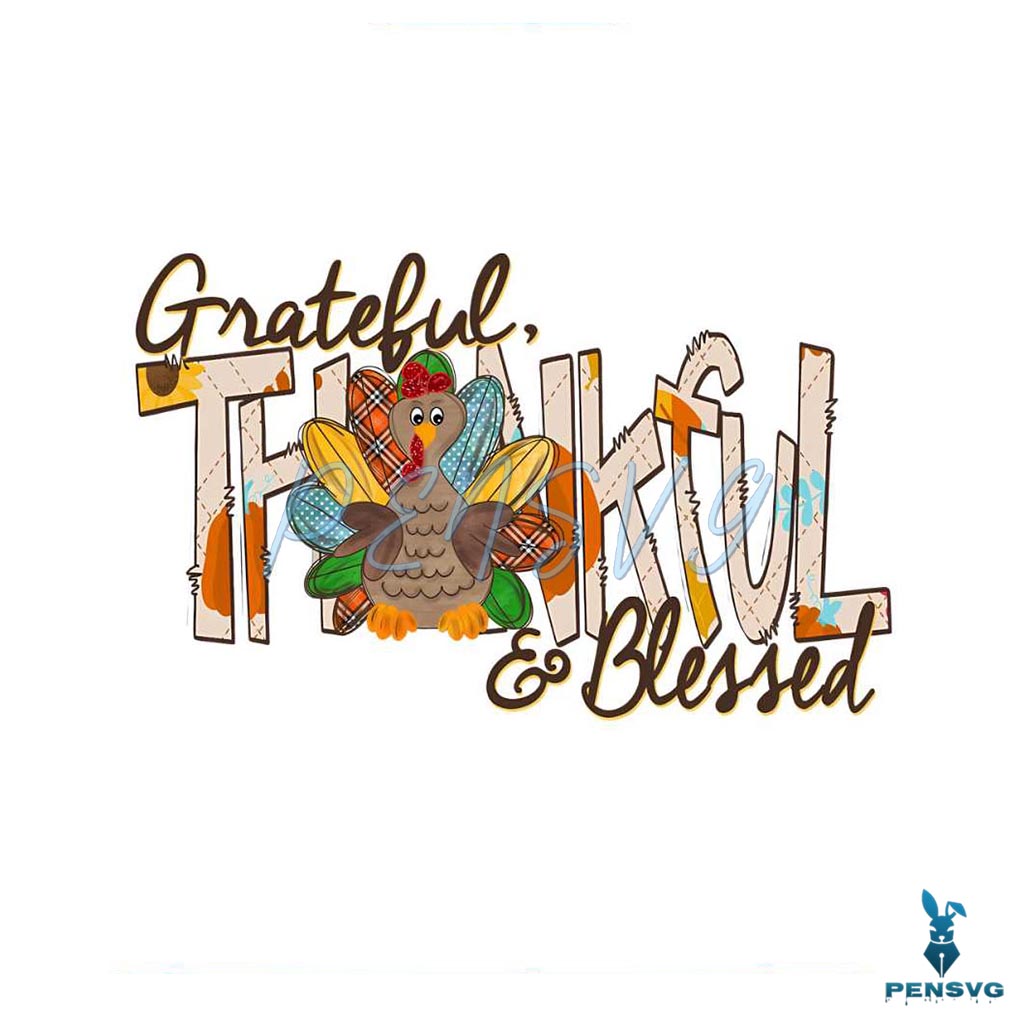 Retro Thankful Grateful Blessed PNG Sublimation Download