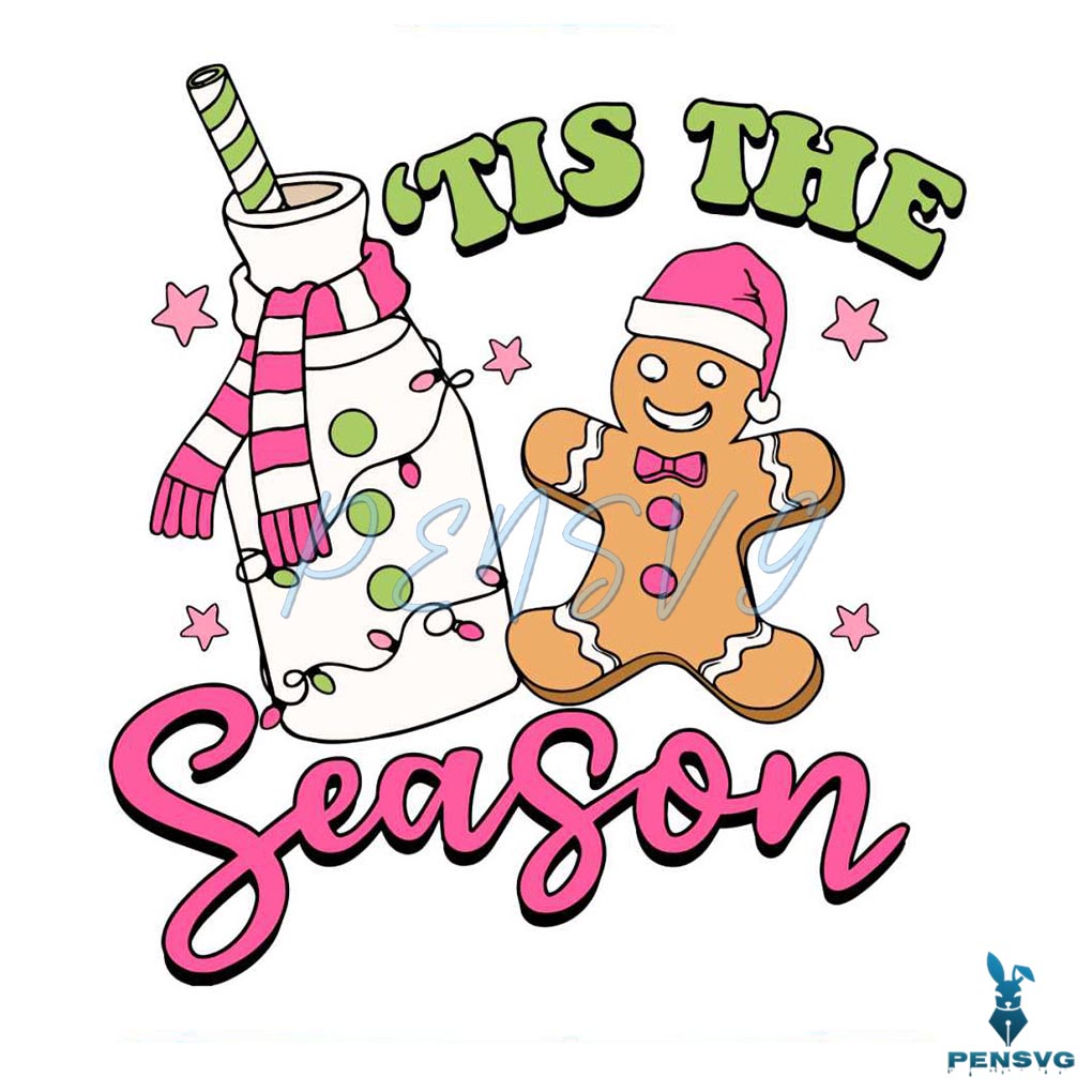 Retro Tis The Season Christmas Light Gingerbread SVG File