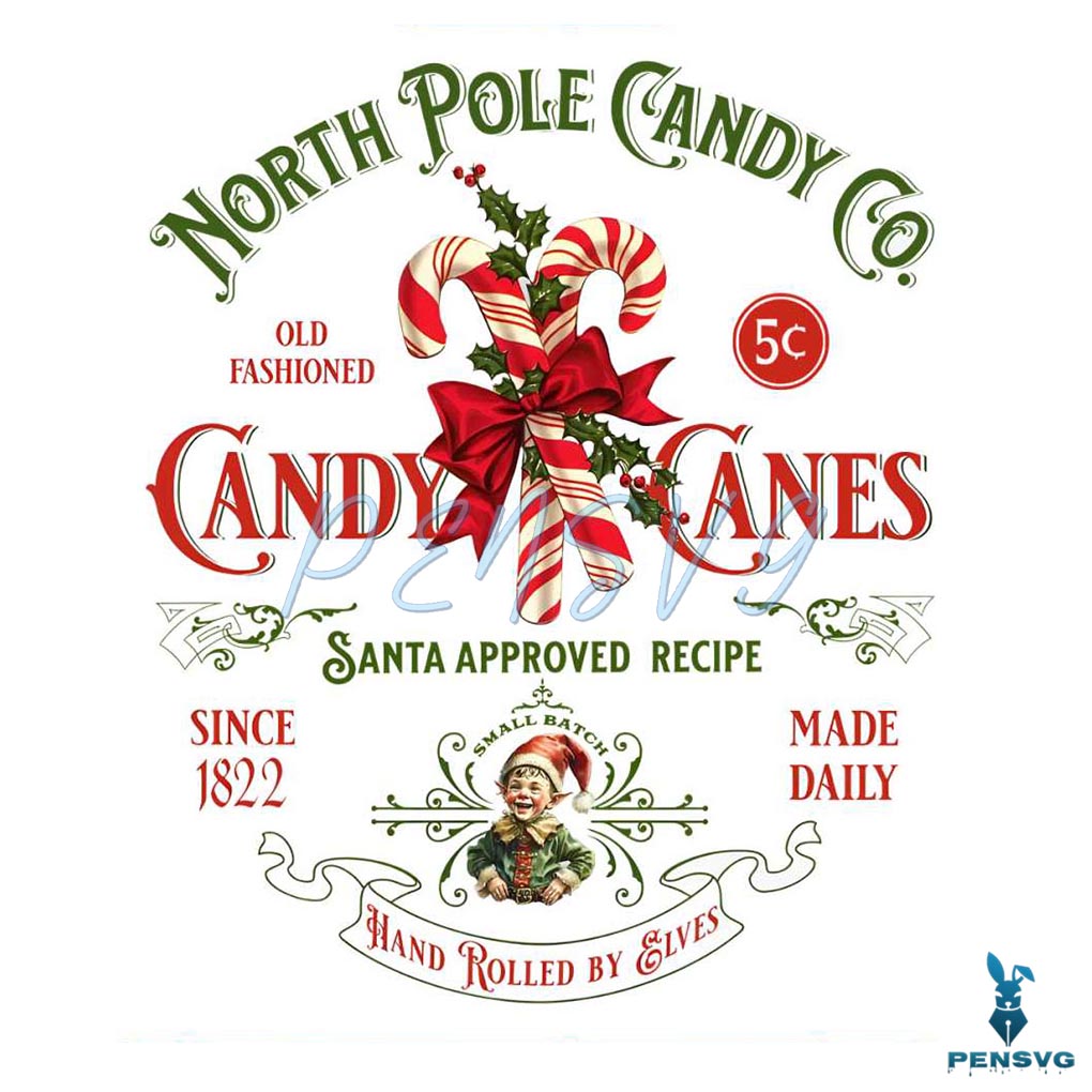 Retro Vintage Christmas North Poke Candy Co PNG File