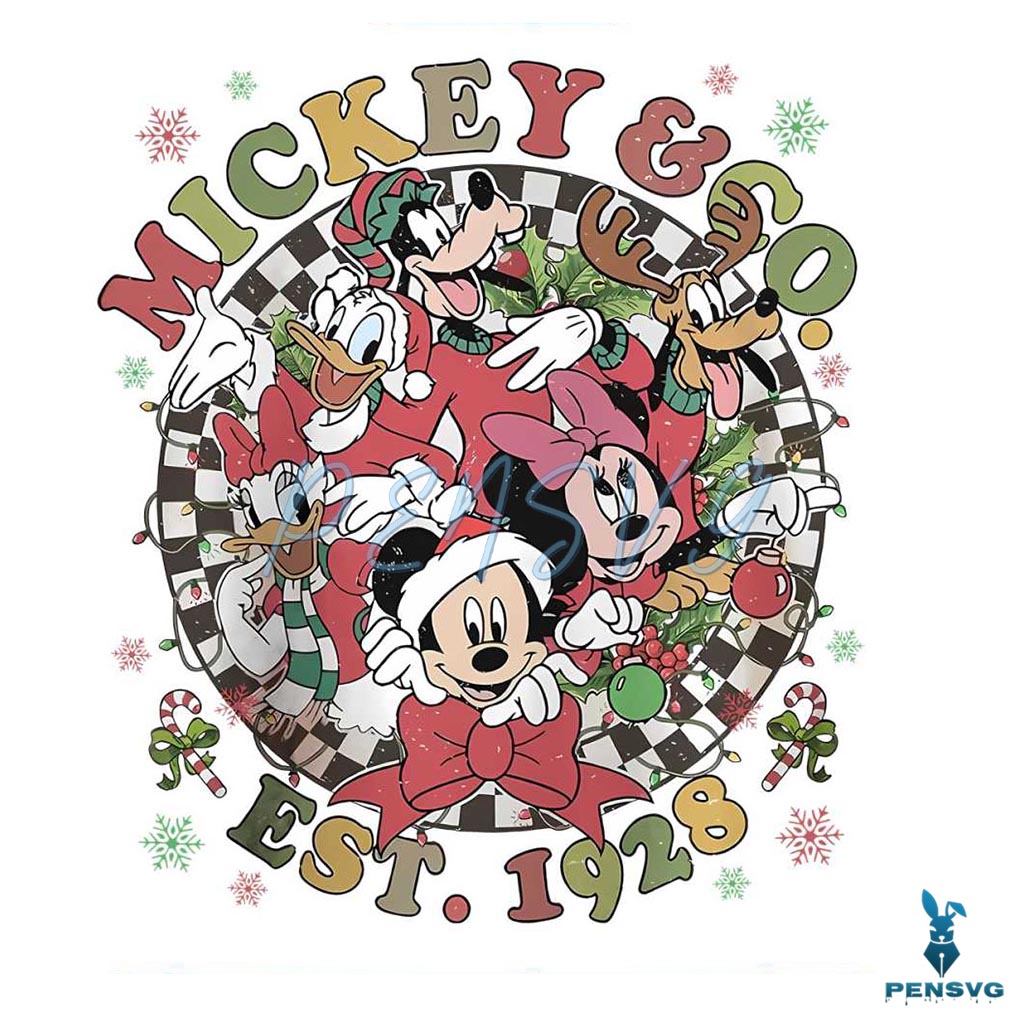 Retro Vintage Mickey And Co Est 1928 Disney Character PNG
