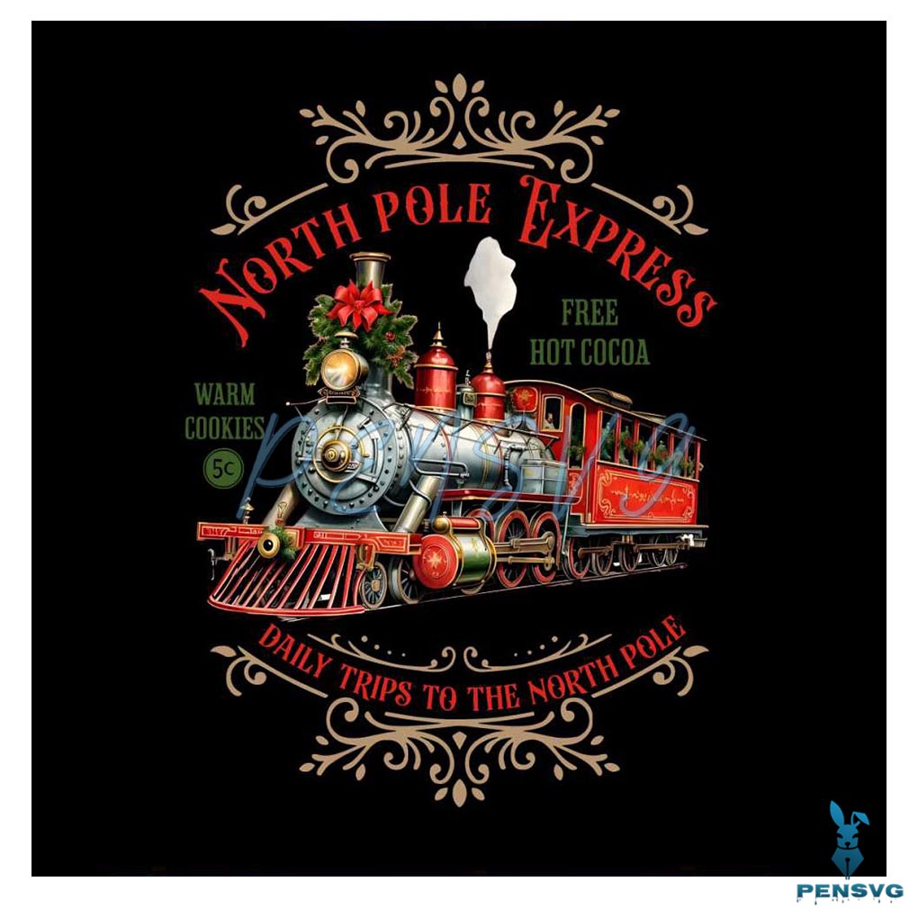Retro Vintage North Polar Express Christmas PNG Download