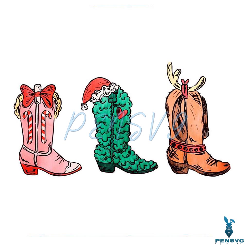 Retro Western Grinch Cowgirl Boots PNG Download File