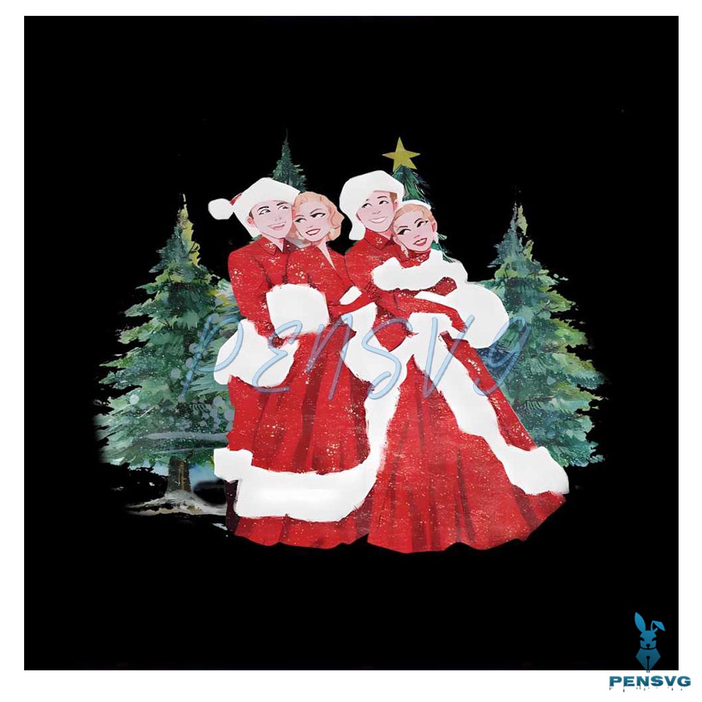 Retro White Christmas Movie Characters PNG Download