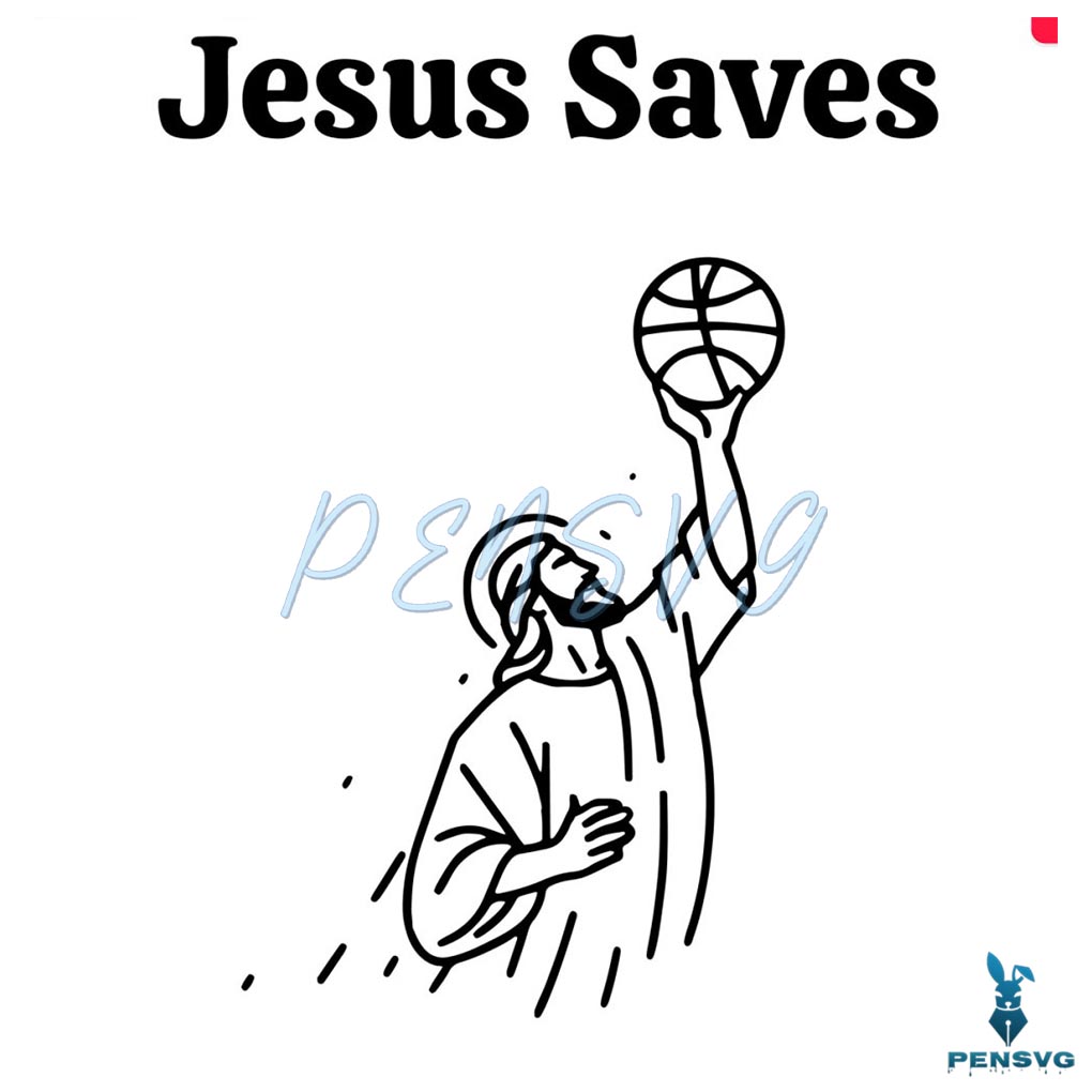 RetroJesus Saves Playing Basketball SVG