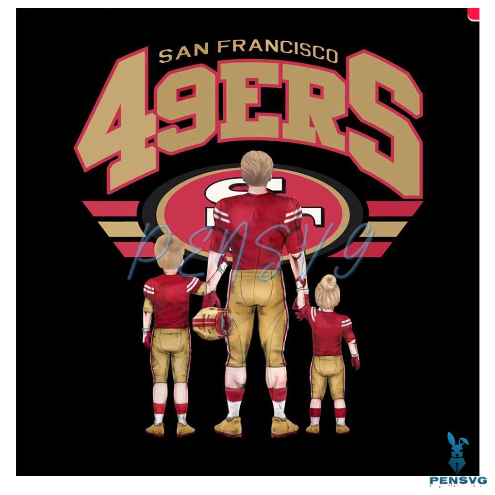 San Francisco 49ers Dad With Boy And Girl PNG