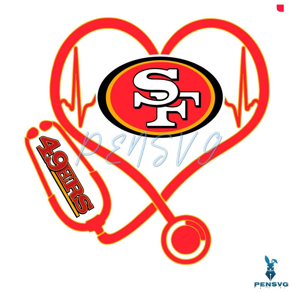 San Francisco 49ers Heart Stethoscope SVG