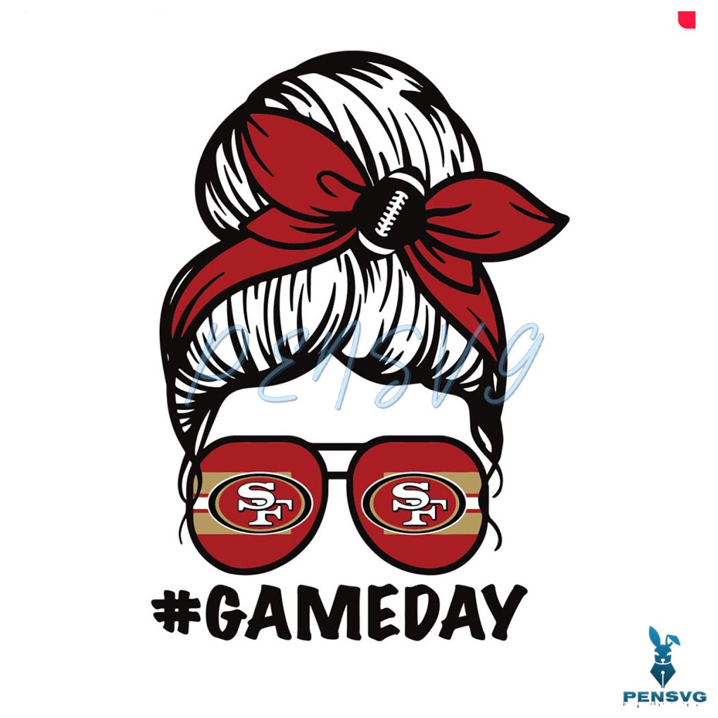 San Francisco 49ers Messy Bun Mom Game Day SVG