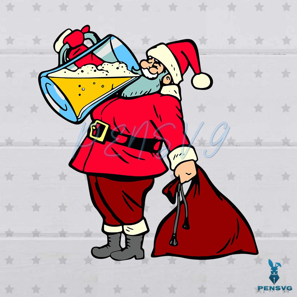 Santa Beer Funny Christmas Drinking SVG