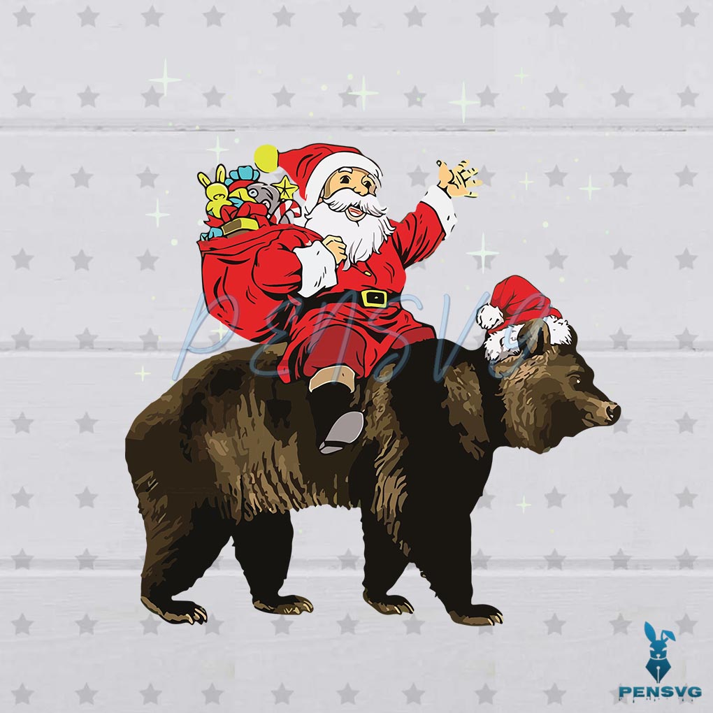 Santa Claus Riding Bear Christmas Best Design SVG Cutting File