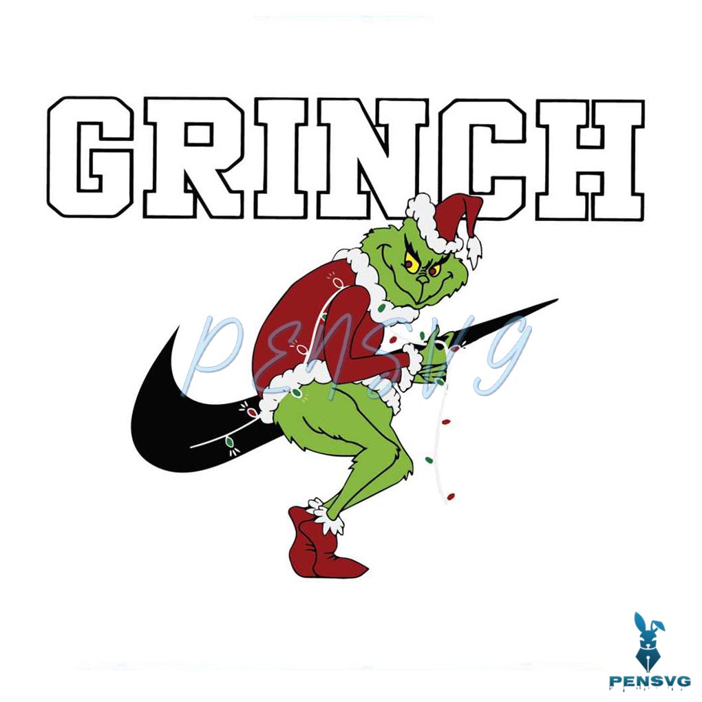 Santa Grinch Funny Christmas Nike Logo SVG