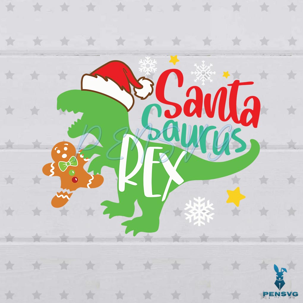 Santa Saurus Rex Funny Christmas Svg Graphic Designs Files