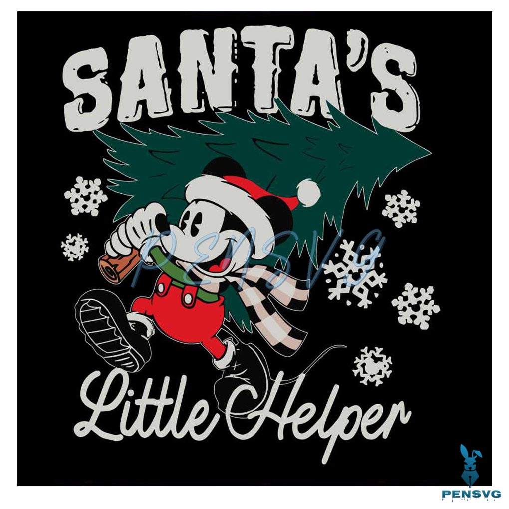 Santas Little Helper Mickey Christmas Tree SVG
