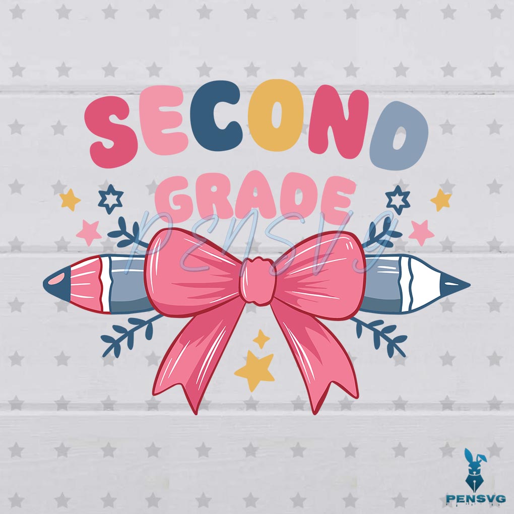 Second Grade Coquette Pencil Bow SVG