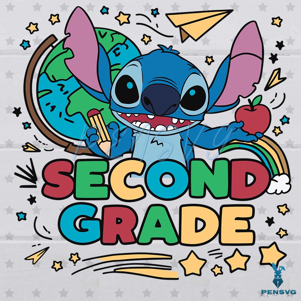 Second Grade Cute Stitch School Back Svg