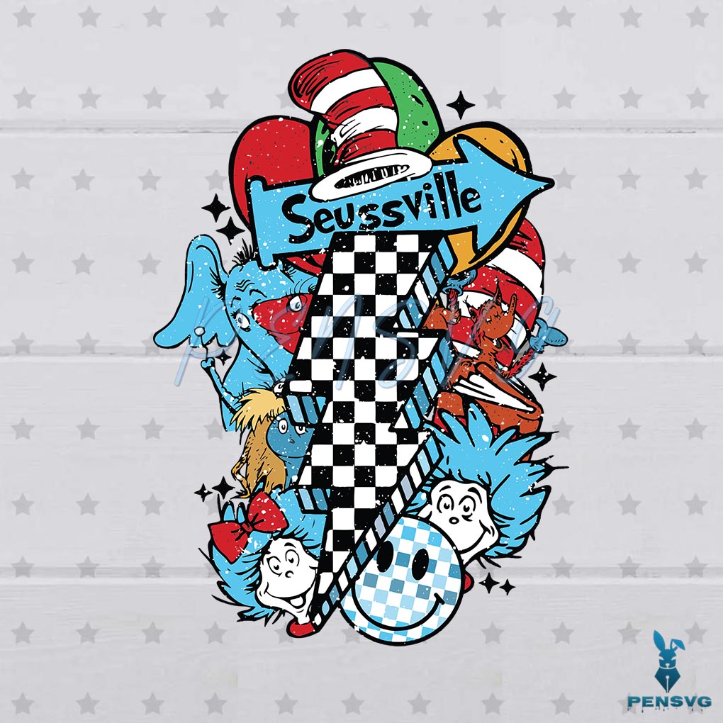 Seussville Dr Seuss Characters Lightning Bolt SVG