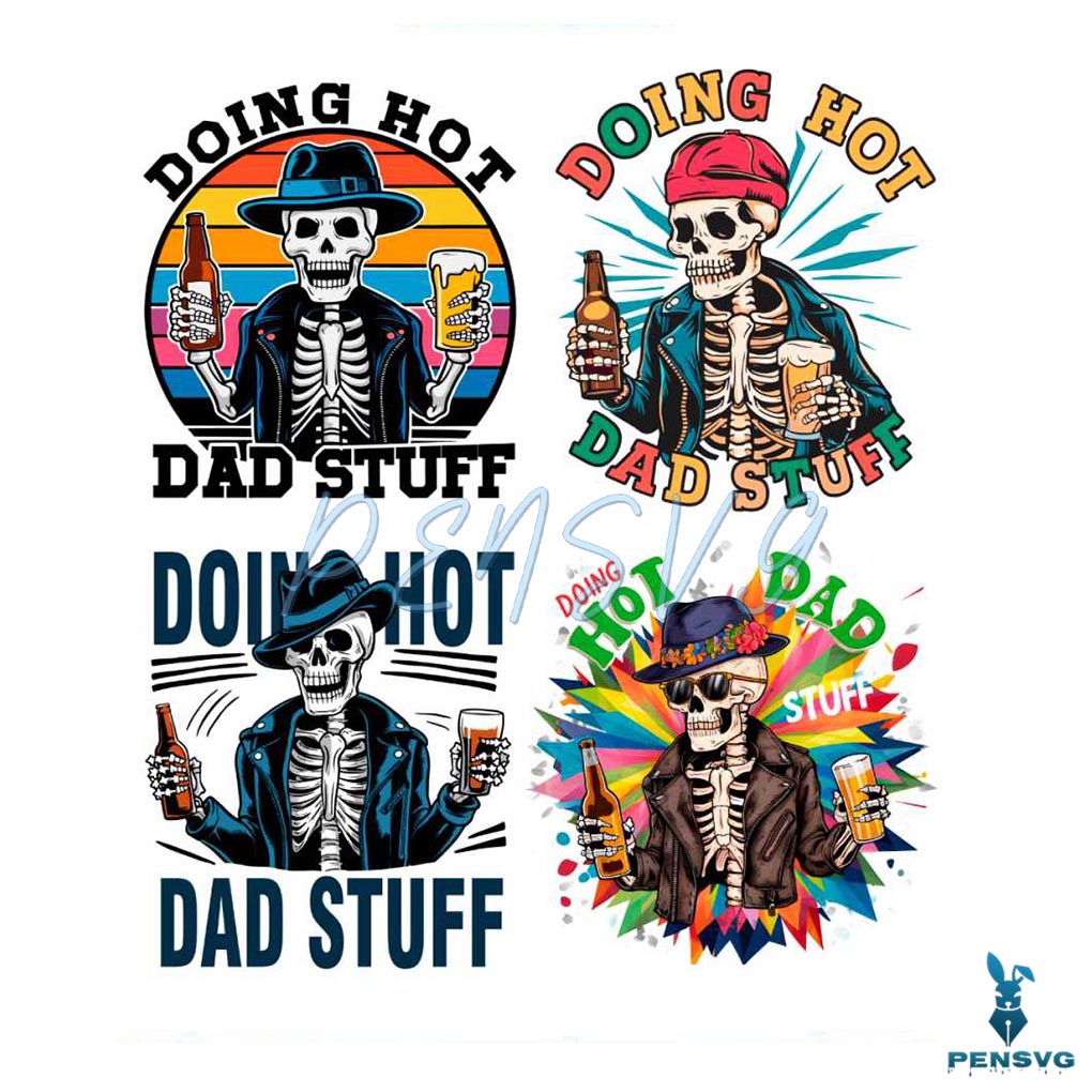 Skeleton Doing Hot Dad Stuff SVG PNG Bundle