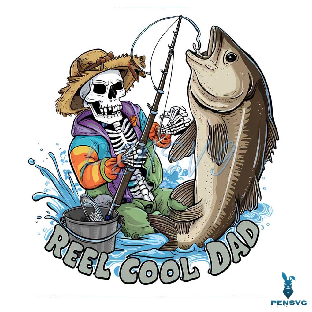 Skeleton Father Reel Cool Dad PNG