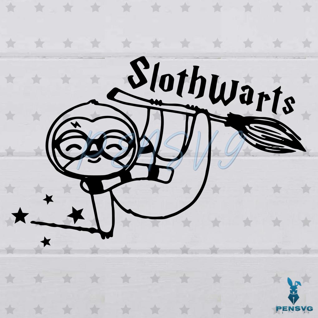 Slothwarts Magical Svg Digital File, Harry Potter Svg, Broomstick Svg