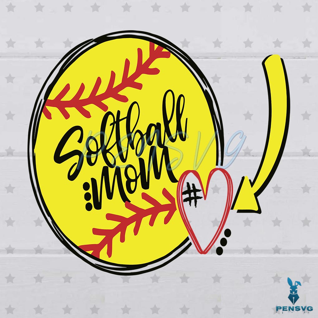 Softball Mom Heart SVG Digital File, Mom Svg, Sport Svg
