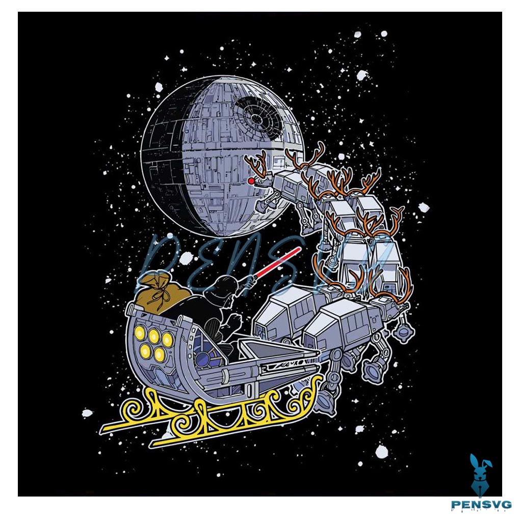 Star Wars Santa Darth Vader Open Sleigh Christmas Lights SVG
