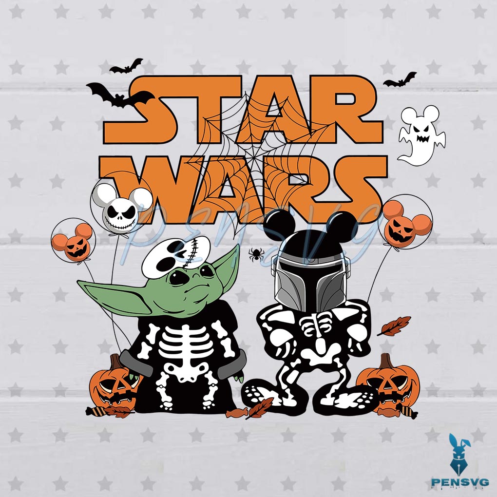 Star Wars Yoda And Boba Fett Skeleton Halloween SVG File