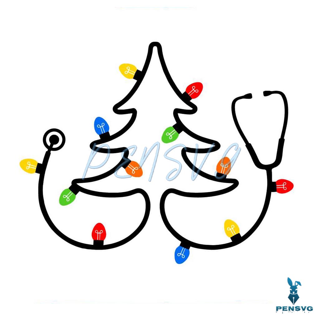Stethoscope Christmas Tree With Lights SVG For Cricut Files