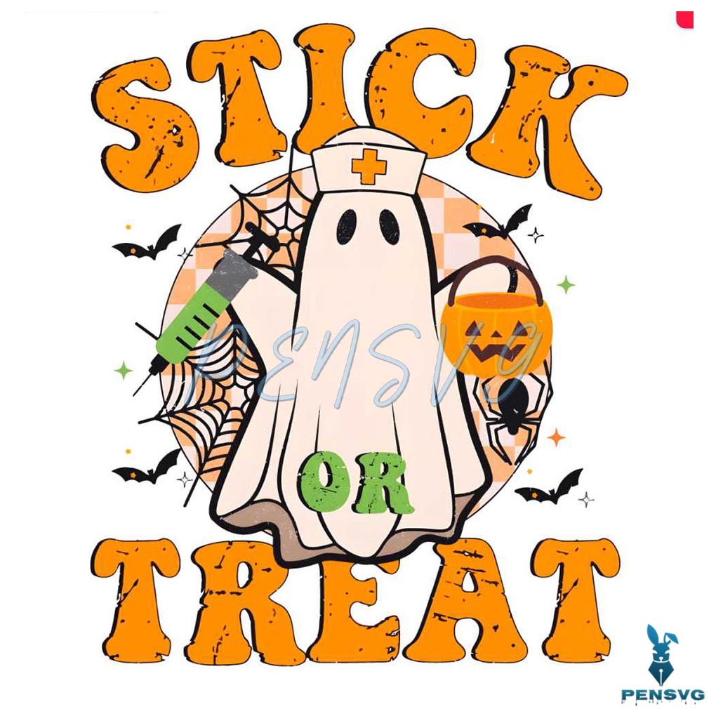 Stick or Treat Funny Halloween Nurse PNG