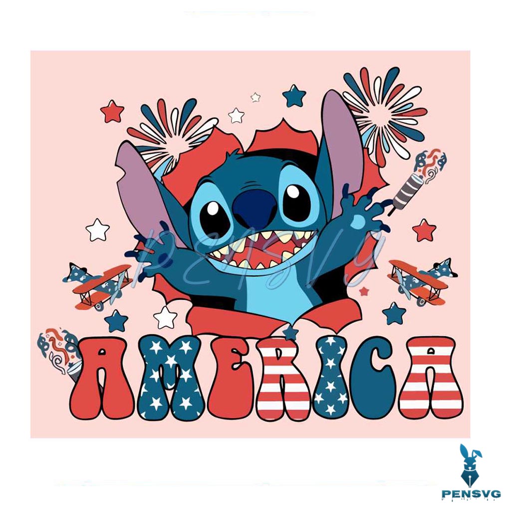 Cute Stitch 4th of July SVG Cut File for Disney Independence Day Crafts