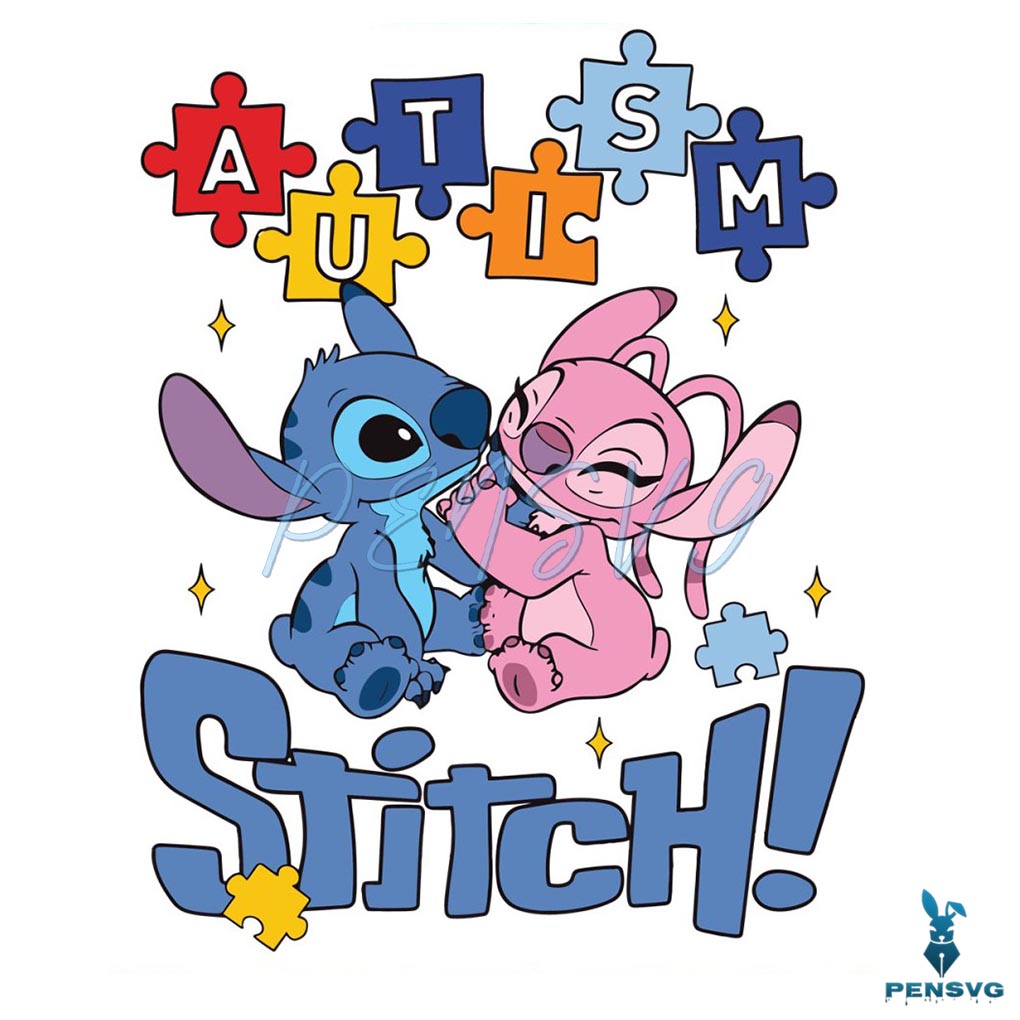 Stitch And Angel Autism Awareness SVG