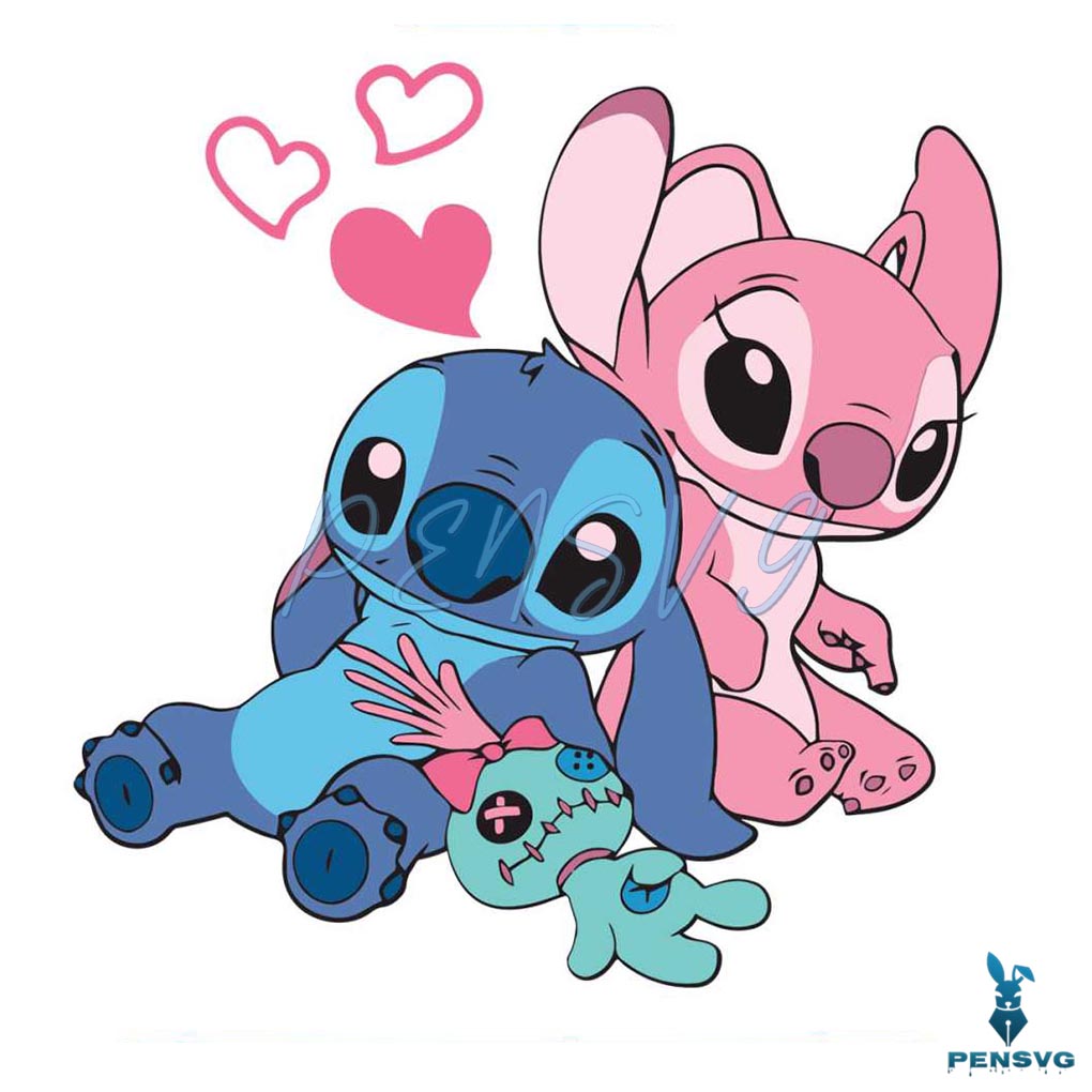 Stitch And Angel Lovers Disney Valentine SVG