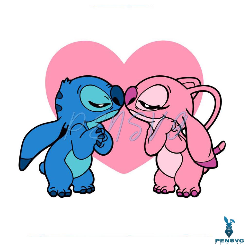 Stitch And Angel Valentine Disney Couple SVG