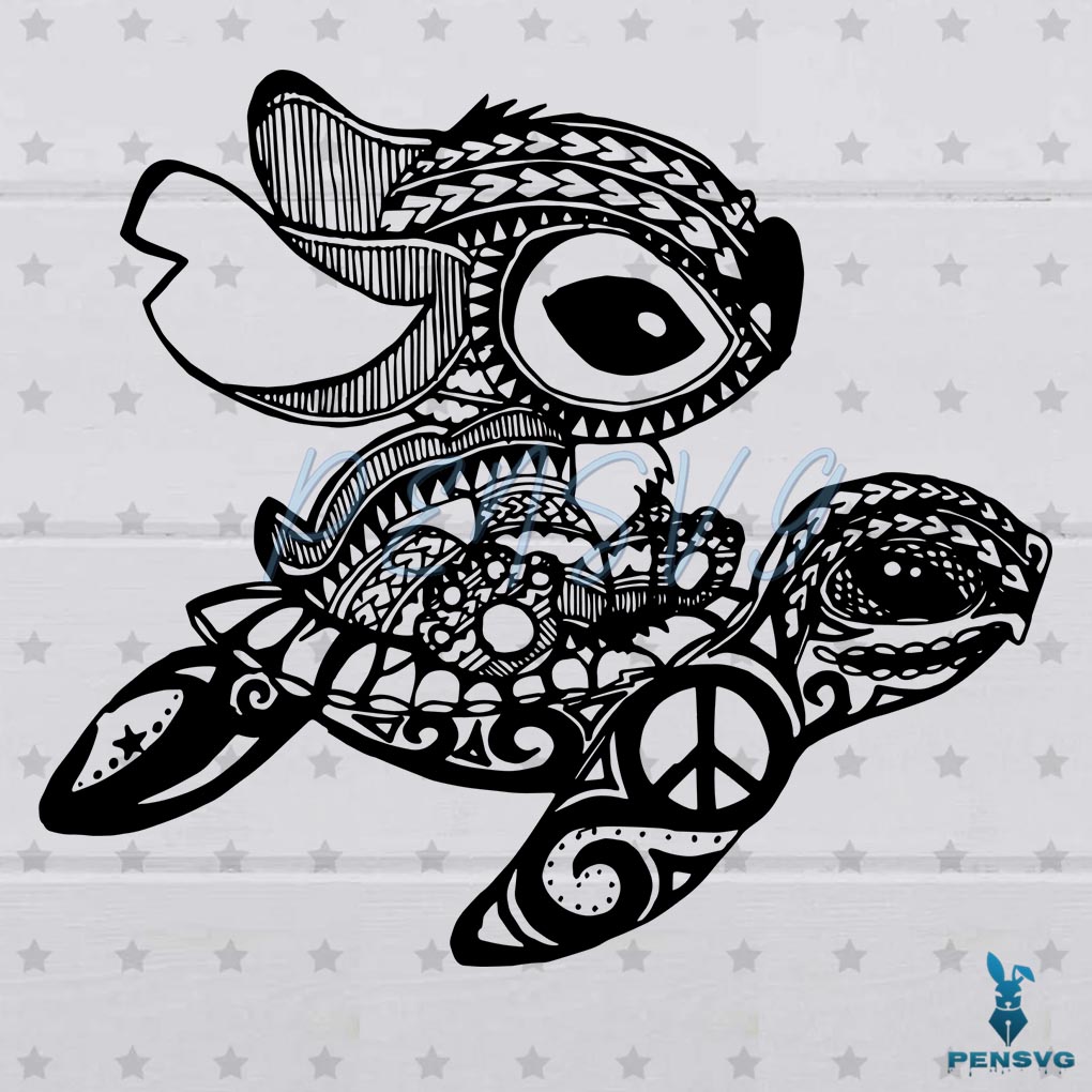 Stitch And Turtle SVG Digital File, Mandala Svg, Turtle Svg