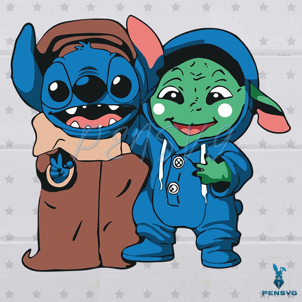 Stitch Baby Yoda Lilo And Stitch SVG Digital File, Star Wars Svg